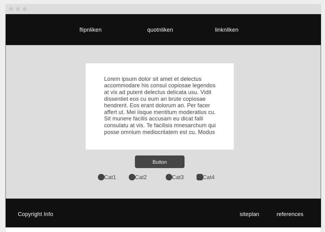Desktop wireframe for flipnliken home page