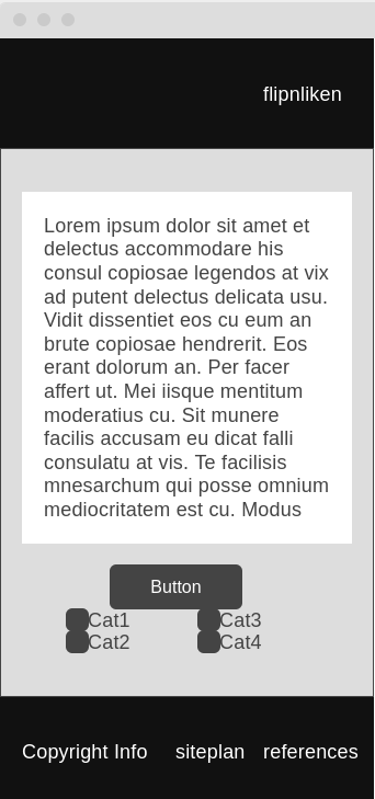 Mobile wireframe for flipnliken home page